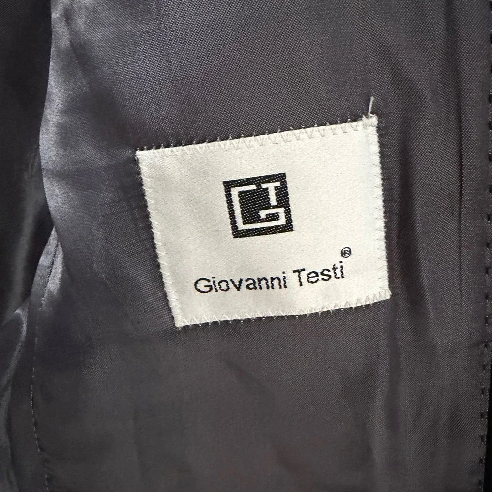 Giovanni Testi Mens Tuxedo Blazer Grey Black Velvet Shawl Lapel 40R Slim Fit